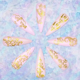 KISSBUTY Metallic Flowers & Vine Nail Decals - 20 Sheets 3D Flower Lace Adhesive Stickers - Gold Floral Nail Decor KISSBUTY Metallic Flowers & Vine Nail Decals - 20 Sheets 3D Flower Lace Adhesive Stickers - Gold Floral Nail Decor