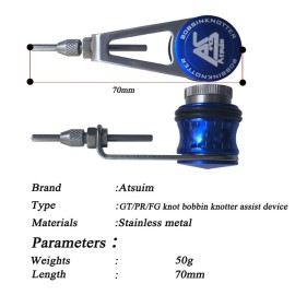 Otomin Fishing Bobbin Knotter FG GT RP Line Wire Knotting Tool Fishing Line Winder Assist Knotting Connector Accessories (Blue)