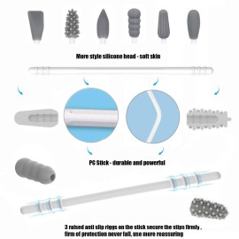 Strogem Reusable Cotton Swabs with 1 Mirror for Makeup Application and Cleaning, Multifunctional Portable Washable Silicone Q-Tip (gray)