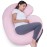 1 MIDDLE ONE Pregnancy Pillow, C Shaped Body Pillow for Maternity Support, Pregnant Women Sleeping Pillow with Velour Cover (Light Pink)