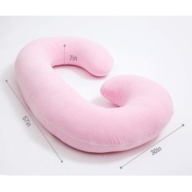 1 MIDDLE ONE Pregnancy Pillow, C Shaped Body Pillow for Maternity Support, Pregnant Women Sleeping Pillow with Velour Cover (Light Pink)