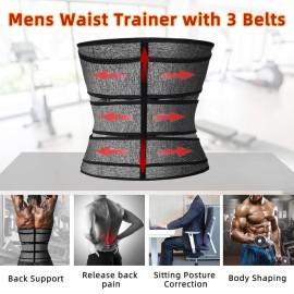 Hidyliu Mens Workout Waist Trainer Neoprene Corset Sauna Sweat Trimmer Cincher Slimming Belly with Belts (Grey Waist Trainer Belt, L) Hidyliu Mens Workout Waist Trainer Neoprene Corset Sauna Sweat Trimmer Cincher Slimming Belly with Belts (Grey Waist Trainer Belt, L)