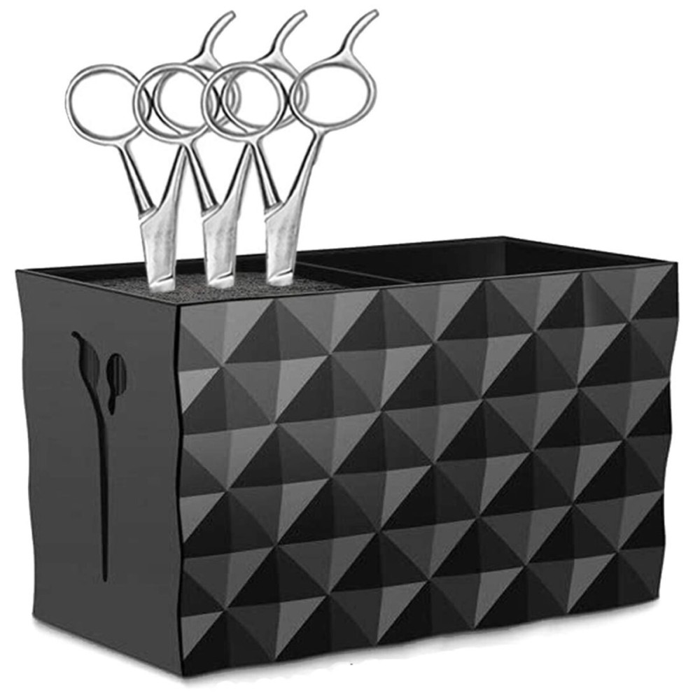 Salon Shears Rack for Hair Stylist Scissors Container for Pet Grooming Hair Cutting Organizer Storage Box Salon Shear Holder Combs Clips Brushes Hairdressing Combs Organizer (Black)