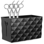 Salon Shears Rack for Hair Stylist Scissors Container for Pet Grooming Hair Cutting Organizer Storage Box Salon Shear Holder Combs Clips Brushes Hairdressing Combs Organizer (Black)