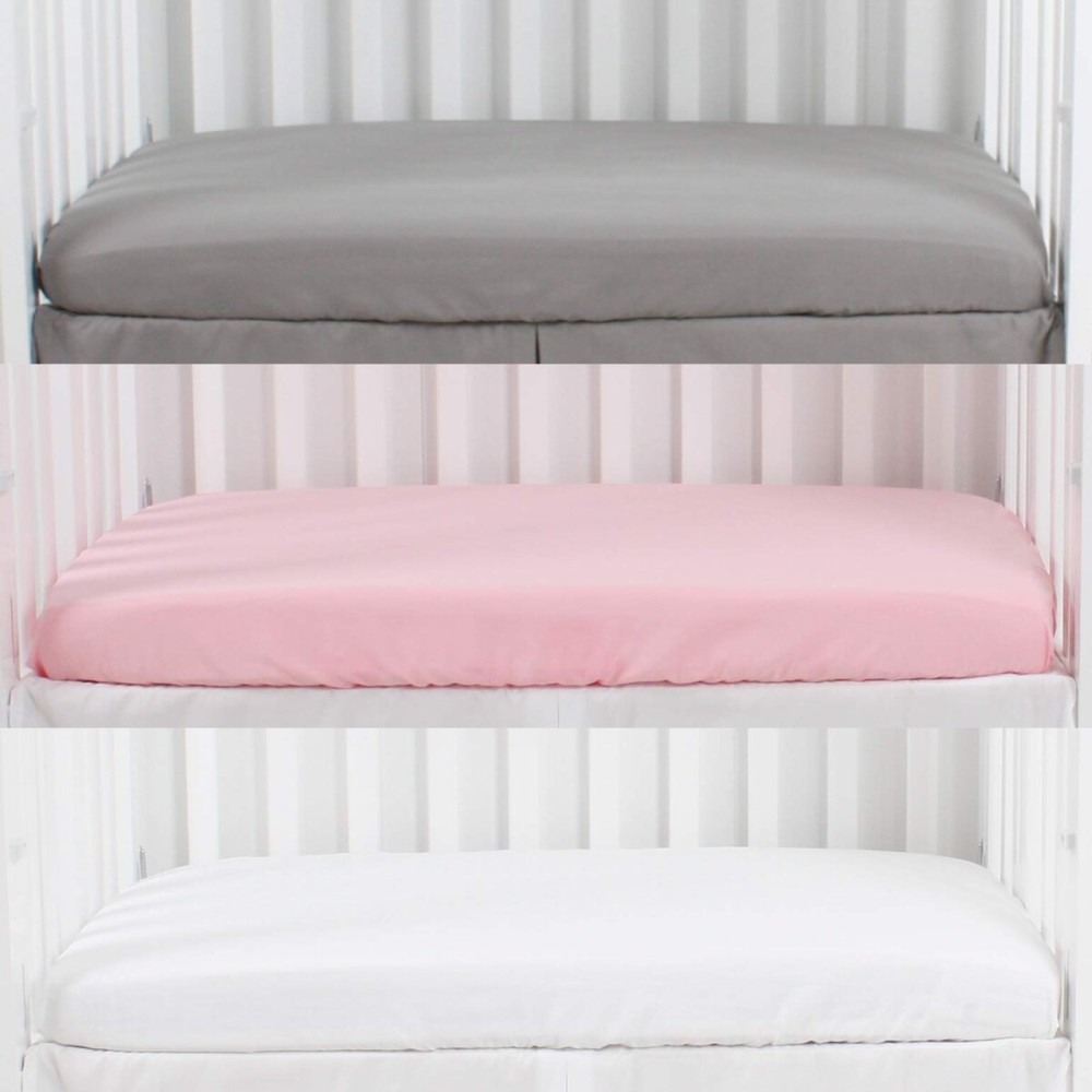 CaSaJa Microfiber 3 Pack Porta Mini Crib Sheets, Pack N Play Sheets with Comfy Napping Surface for Baby, Silky Soft Breathable Safe Playard Playpen Sheets Set, 24x38x5, Gray Pink and White