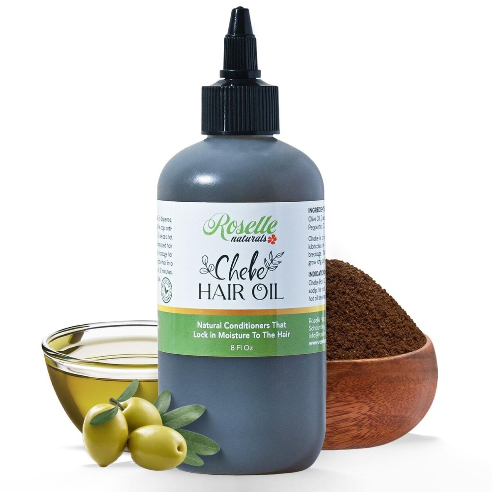 Roselle Naturals Chebe Oil for Hair Growth Made in USA 8 Fl Oz - Chebe Hair Growth Oil, Chebe Hair Grease for Stronger, Longer, Thicker Hair
