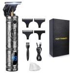 Suttik Hair Trimmer for Men, Professional Hair Clippers for Barber, Beard Trimmer for Men, Cordless Edgers Clippers, Ornate Knight T-Blade Close Cutting Trimmer with LCD, Gray