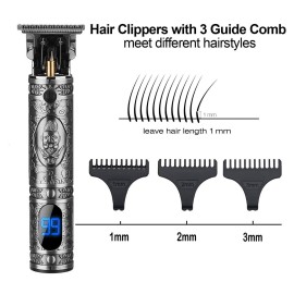 Suttik Hair Trimmer for Men, Professional Hair Clippers for Barber, Beard Trimmer for Men, Cordless Edgers Clippers, Ornate Knight T-Blade Close Cutting Trimmer with LCD, Gray Suttik Hair Trimmer for Men, Professional Hair Clippers for Barber, Beard Trimmer for Men, Cordless Edgers Clippers, Ornate Knight T-Blade Close Cutting Trimmer with LCD, Gray