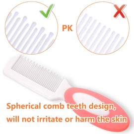 Baby Hair Brush and Comb Set for Newborns & ToddlersNatural Soft BristlesIdeal for Cradle Cap Baby Registry Gift (Pink)