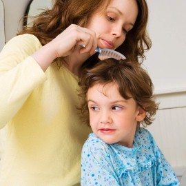 Baby Hair Brush and Comb Set for Newborns & Toddlers | Natural Soft Goat Bristles | Ideal for Cradle Cap | Perfect Baby Registry Gift (Blue)