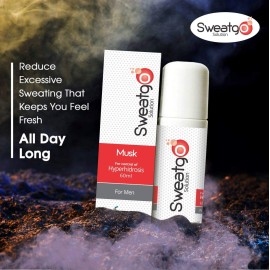 Sweat Go Rollon Antiperspirant Clinical strength | For palms, armpit and feet | Musk For Men - 60 ML Sweat Go Rollon Antiperspirant Clinical strength | For palms, armpit and feet | Musk For Men - 60 ML