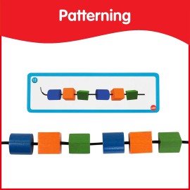 edxeducation FunPlay Attribute Beads - Homeschool Kit for Kids - 60 Wooden Lacing Beads + 2 Laces + 40 Activities + Messy Tray