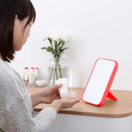 Coobbar Foldable Desktop Square Mirror - Portable Princess Makeup Mirror for Women (Red)