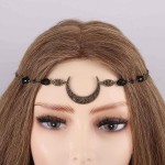 Chicque Boho Head Chain Crescent Head Jewelry Rhinestone Headpiece Moon Hair Chain Wedding Festival Hair Accessories for Women and Girls