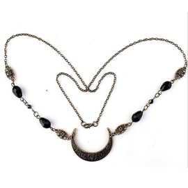 Chicque Boho Head Chain Crescent Head Jewelry Rhinestone Headpiece Moon Hair Chain Wedding Festival Hair Accessories for Women and Girls