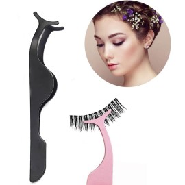 Eyelashes Tweezers Professional Eyelash Extension Curlers 3PCS False Eyelash Applicator Tool Remover Clip Stainless Steel(Black, Champagne Purple,Assorted Color)