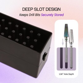 PANA Nail Drill Bit Holder Stand Display Organizer- Dust Proof Storage Container Box Case Tools for Home Use or Nail Salon - (30 Holes, Blue) (Drill Bits Not Included) PANA Nail Drill Bit Holder Stand Display Organizer- Dust Proof Storage Container Box Case Tools for Home Use or Nail Salon - (30 Holes, Blue) (Drill Bits Not Included)