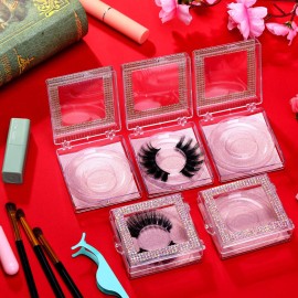 12 Pieces 3D False Eyelashes Packaging Boxes Rhinestones Square Lash Case Empty Eyelash Storage Boxes with Glitter Paper and Clear Tray for Women Eyelash Care(Rose Gold) 12 Pieces 3D False Eyelashes Packaging Boxes Rhinestones Square Lash Case Empty Eyelash Storage Boxes with Glitter Paper and Clear Tray for Women Eyelash Care(Rose Gold)