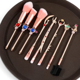 Anime Moon Makeup Brushes, Pink Magic Wand Metal Handle, Professional Eye/Face/Lip Makeup Brushes Tool Sets & Kits Cosplay, Valentine/Halloween/Christmas Gifts Anime Moon Makeup Brushes, Pink Magic Wand Metal Handle, Professional Eye/Face/Lip Makeup Brushes Tool Sets & Kits Cosplay, Valentine/Halloween/Christmas Gifts