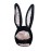 Bestjybt Plush Funny Bunny Rabbit Ears Hood Women Party Hats (Black)