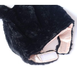Bestjybt Plush Funny Bunny Rabbit Ears Hood Women Party Hats (Black)