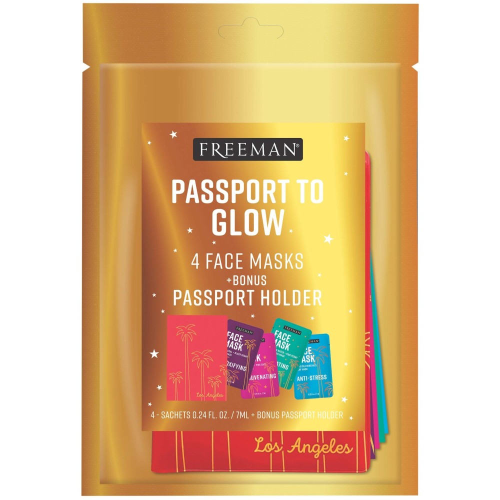 Freeman Beauty Passport to Glow Face Mask Set for Skin Care, With Charcoal, Clay, and Mud Masks, Set of 5 Freeman Beauty Passport to Glow Face Mask Set for Skin Care, With Charcoal, Clay, and Mud Masks, Set of 5
