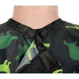 Kids Barber Cape For Boys Hair Cutting at Home, Salon or Barber Shop, Kids Hair Cutting Cape for Boys and Toddlers, Adjustable Neck with Plastic Snaps, Dinosaur