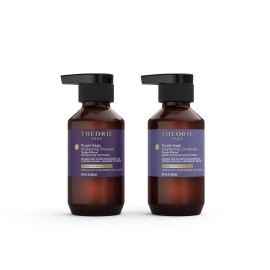 THEORIE Purple Sage Travel Set - Brightening Shampoo & Conditioner minis - Color Repair Formula - Eliminate Brassiness & Yellowing - Suited for Blonde & Highlighted Hair, Bottles 90mL each THEORIE Purple Sage Travel Set - Brightening Shampoo & Conditioner minis - Color Repair Formula - Eliminate Brassiness & Yellowing - Suited for Blonde & Highlighted Hair, Bottles 90mL each