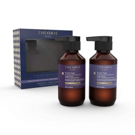 THEORIE Purple Sage Travel Set - Brightening Shampoo & Conditioner minis - Color Repair Formula - Eliminate Brassiness & Yellowing - Suited for Blonde & Highlighted Hair, Bottles 90mL each THEORIE Purple Sage Travel Set - Brightening Shampoo & Conditioner minis - Color Repair Formula - Eliminate Brassiness & Yellowing - Suited for Blonde & Highlighted Hair, Bottles 90mL each
