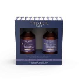 THEORIE Purple Sage Travel Set - Brightening Shampoo & Conditioner minis - Color Repair Formula - Eliminate Brassiness & Yellowing - Suited for Blonde & Highlighted Hair, Bottles 90mL each THEORIE Purple Sage Travel Set - Brightening Shampoo & Conditioner minis - Color Repair Formula - Eliminate Brassiness & Yellowing - Suited for Blonde & Highlighted Hair, Bottles 90mL each