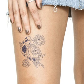 Inkbox Temporary Tattoos, Semi-Permanent Tattoo, One Premium Easy Long Lasting, Water-Resistant Temp Tattoo with For Now Ink - Lasts 1-2 Weeks (Floral Koi)