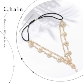 Aceorna Wedding Headbands Chain Floral Jewelry Hair Pieces Crystal Pearl Headpiece Festival Holloween Costume Bridal Accessories for Women and Girls (Gold) Aceorna Wedding Headbands Chain Floral Jewelry Hair Pieces Crystal Pearl Headpiece Festival Holloween Costume Bridal Accessories for Women and Girls (Gold)