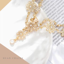 Aceorna Wedding Headbands Chain Floral Jewelry Hair Pieces Crystal Pearl Headpiece Festival Holloween Costume Bridal Accessories for Women and Girls (Gold) Aceorna Wedding Headbands Chain Floral Jewelry Hair Pieces Crystal Pearl Headpiece Festival Holloween Costume Bridal Accessories for Women and Girls (Gold)