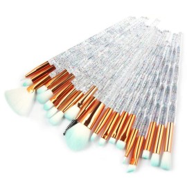 MIPPER 20 pcs Eye Makeup Brushes Set Powder Eye Shadow Eyeliner Eyebrow Concealer Blending Brushes Diamond Handle & Soft Hair (transparent glitter) MIPPER 20 pcs Eye Makeup Brushes Set Powder Eye Shadow Eyeliner Eyebrow Concealer Blending Brushes Diamond Handle & Soft Hair (transparent glitter)