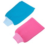 LISSOMPLUME 2 PACK Exfoliating Body Scrub Bath Towel Mitt | Large Shower Gloves Mitten | Remove Dead Skin | Double Sided Available | Men Women | Rose Red & Blue