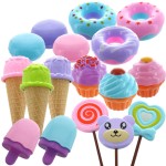 GIFTEXPRESS 17 PCS Pretend Play Food Dessert Set, Sweet Treats Assortment, Donuts, Cupcakes, Ice Cream, Candy Bars, Assorted Dessert Toys for Kids, Valentine Toy Set