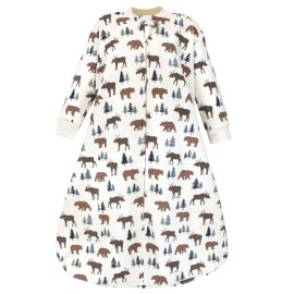 Hudson Baby Unisex Baby Premium Quilted Long Sleeve Sleeping Bag and Wearable Blanket, Moose Bear, 12-18 Months