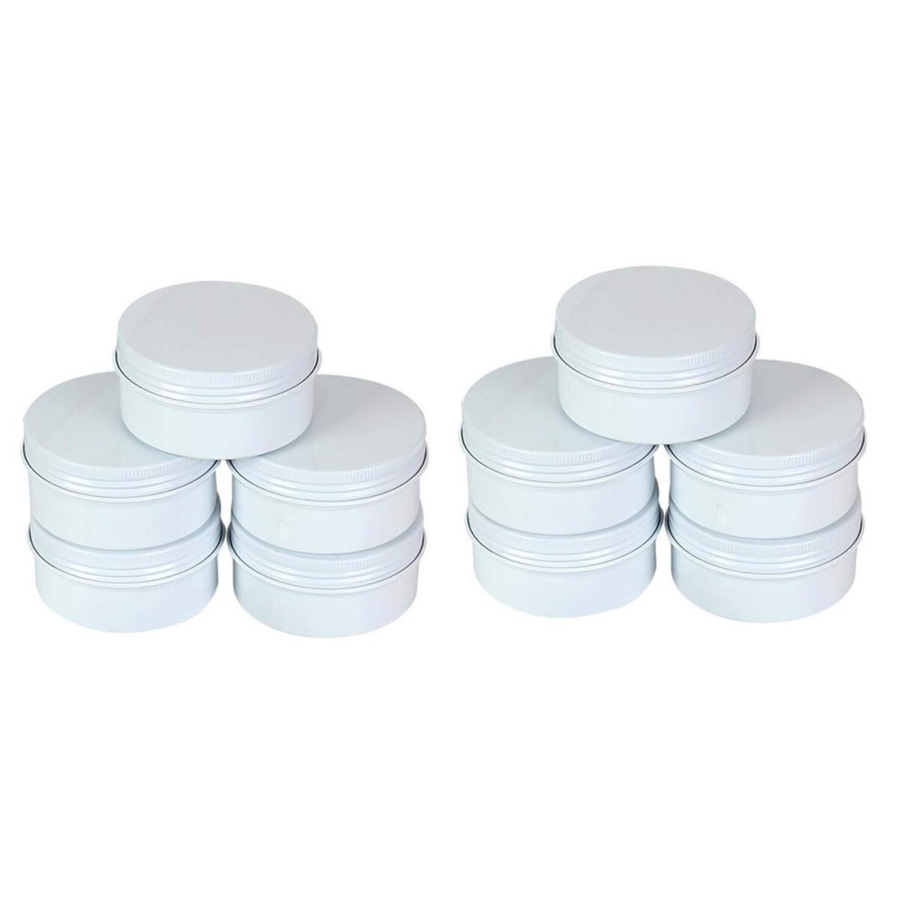 3oz/90ml White Aluminum Tin Jar with Screw Lid 3oz. Containers with Lids 3 Ounce Metal Steel Tin Cosmetic Sample Containers for Lip Balm DIY Salve Spice Candies Crafts,10Pack