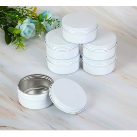 3oz/90ml White Aluminum Tin Jar with Screw Lid 3oz. Containers with Lids 3 Ounce Metal Steel Tin Cosmetic Sample Containers for Lip Balm DIY Salve Spice Candies Crafts,10Pack