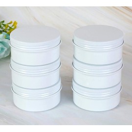 3oz/90ml White Aluminum Tin Jar with Screw Lid 3oz. Containers with Lids 3 Ounce Metal Steel Tin Cosmetic Sample Containers for Lip Balm DIY Salve Spice Candies Crafts,10Pack