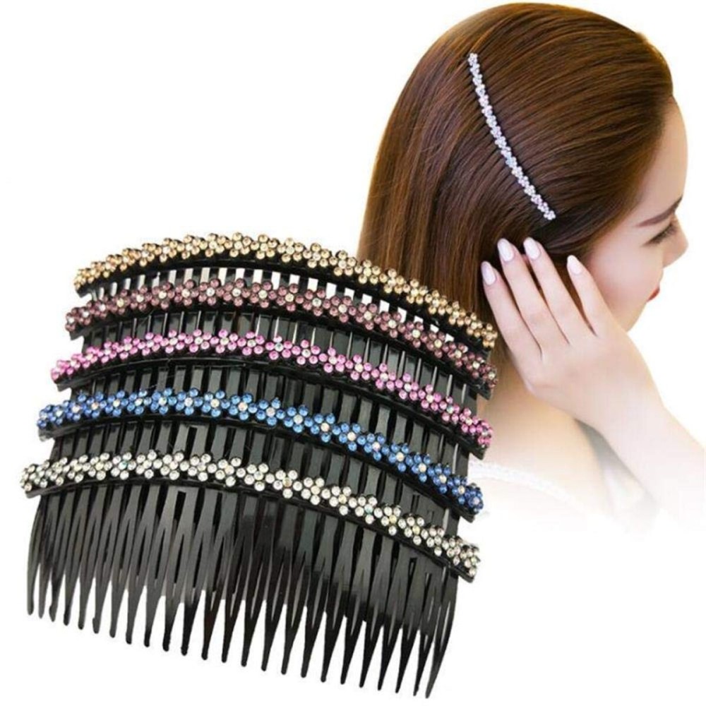 Aoxmas 5pcs 24 Teeth Hair Comb Clip Clamp for Lady Girls Hair Combs Rhinestone Hair Side Combs 4.72