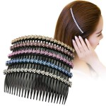 Aoxmas 5pcs 24 Teeth Hair Comb Clip Clamp for Lady Girls Hair Combs Rhinestone Hair Side Combs 4.72