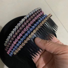 Aoxmas 5pcs 24 Teeth Hair Comb Clip Clamp for Lady Girls Hair Combs Rhinestone Hair Side Combs 4.72