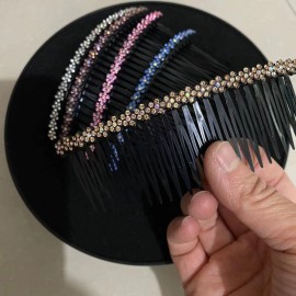 Aoxmas 5pcs 24 Teeth Hair Comb Clip Clamp for Lady Girls Hair Combs Rhinestone Hair Side Combs 4.72