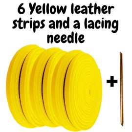 TOFL Softball and Baseball Mitt Lace Kit | 6 Leather Laces with Lacing Needle for Catchers Glove | Yellow