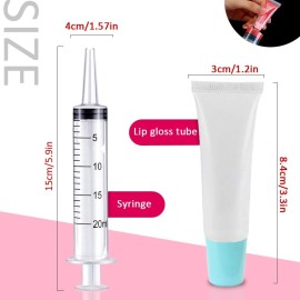 AMORIX 50PCS 10ml Lip Gloss Tubes Clear Empty Lip Balm Containers with Blue Cap Refillable Soft Cosmetic Squeeze Tubes for Lip Gloss Base Glitter Pigment Powder 2 Syringes + Tag Labels Stickers AMORIX 50PCS 10ml Lip Gloss Tubes Clear Empty Lip Balm Containers with Blue Cap Refillable Soft Cosmetic Squeeze Tubes for Lip Gloss Base Glitter Pigment Powder 2 Syringes + Tag Labels Stickers