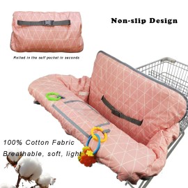 Shopping Cart Covers for Baby Girl, Cotton High Chair Cover, Toddler Grocery cart Cushion, Infant Cart Cover for Babies Girl, Machine Washable (Pink)