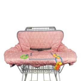 Shopping Cart Covers for Baby Girl, Cotton High Chair Cover, Toddler Grocery cart Cushion, Infant Cart Cover for Babies Girl, Machine Washable (Pink)
