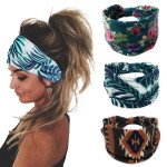 Bohend Boho Wide Headband Women Cotton Headbands Knotted Stretchy Bandeau No Slip Yoga Hairband (G)