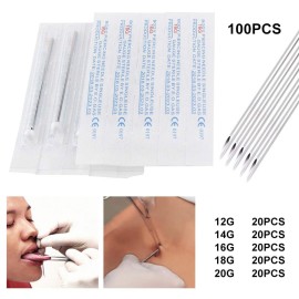 Ear Nose Piercing Needles - 100pcs Mix Body Piercing Needles 12g.14g.16g.18g.20g Individualized Package for Piercing Needle Supplies Piercing Kit Ear Nose Piercing Needles - 100pcs Mix Body Piercing Needles 12g.14g.16g.18g.20g Individualized Package for Piercing Needle Supplies Piercing Kit